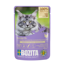 BOZITA SENIOR 8+ KAWAŁKI W SOSIE Z DODATKOWĄ PORCJĄ KURCZAKA SASZETKA 85g